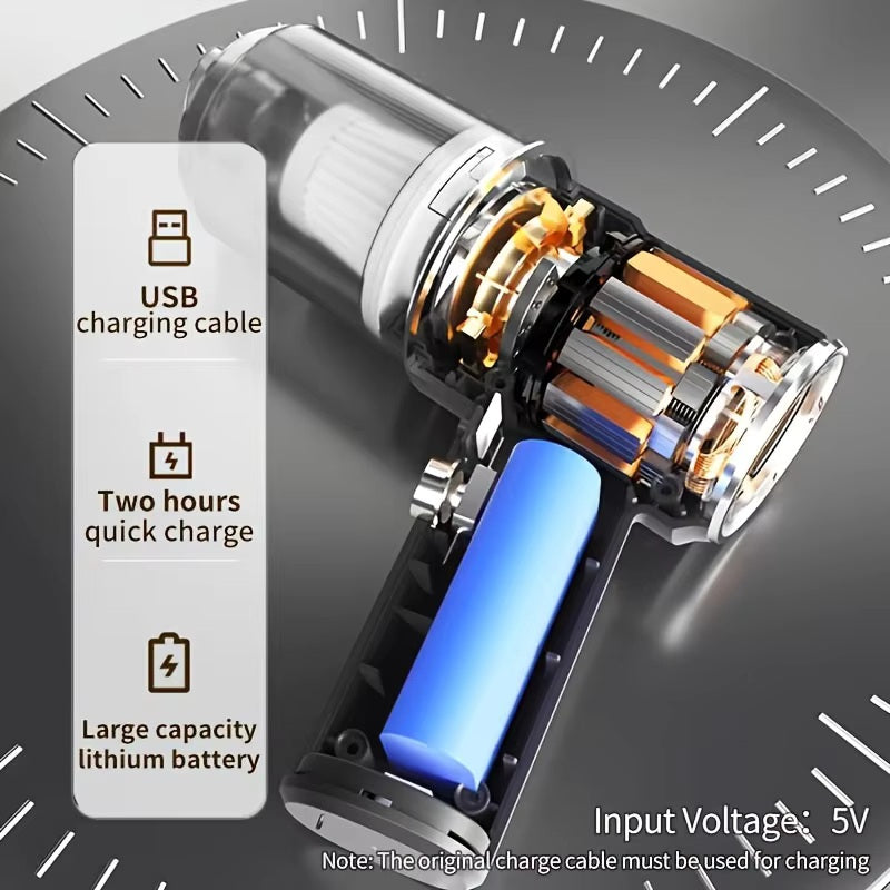 Portable Wireless Vacuum Cleaner for Car & Home, Compact Dust Cleaner